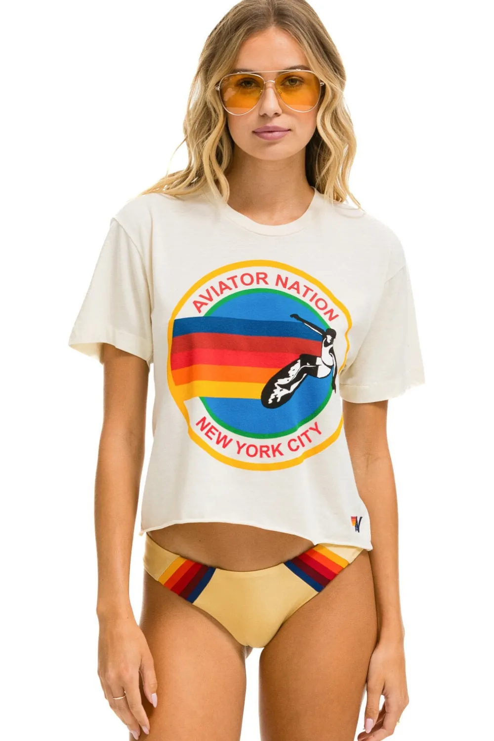 Boyfriend Tees | Aviator Nation SIGNATURE NEW YORK CITY BOYFRIEND TEE - VINTAGE WHITE VINTAGEWHITE