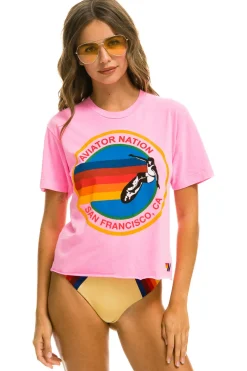 Boyfriend Tees | Aviator Nation SIGNATURE SAN FRANCISCO BOYFRIEND TEE - NEON PINK NEONPINK