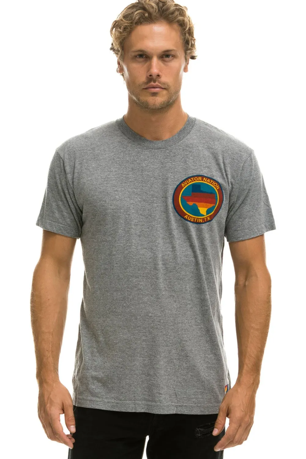 Tees | Tees | Aviator Nation SIGNATURE TEXAS SMALL LOGO TEE - HEATHER GREY HEATHERGREY