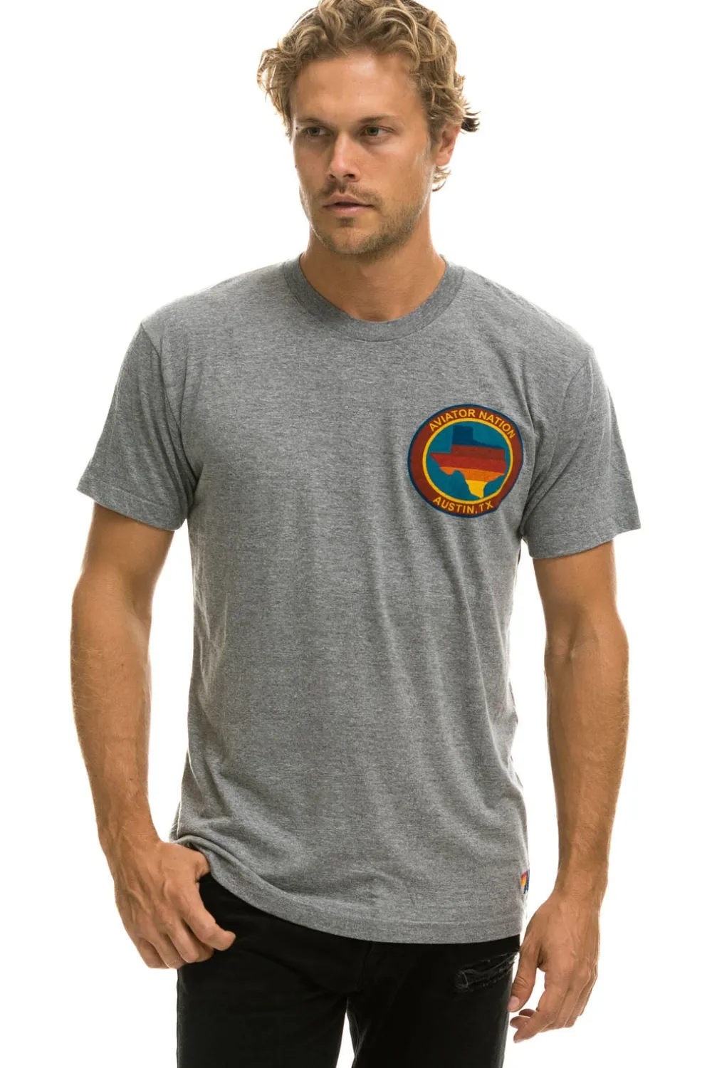 Tees | Tees | Aviator Nation SIGNATURE TEXAS SMALL LOGO TEE - HEATHER GREY HEATHERGREY