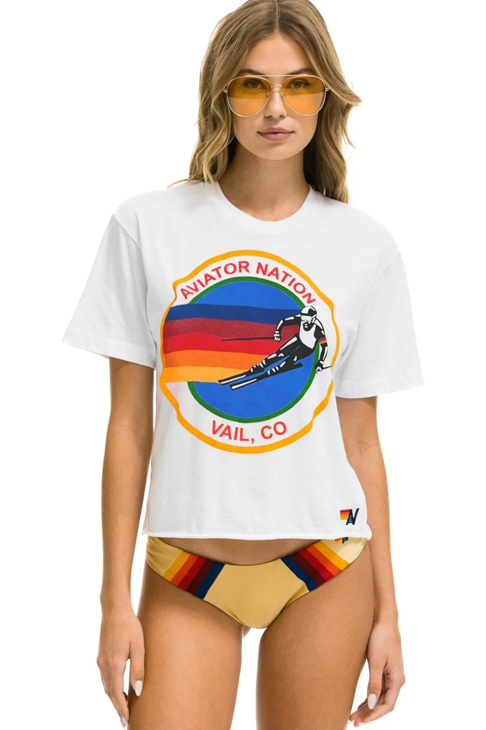 Boyfriend Tees | Aviator Nation SIGNATURE VAIL BOYFRIEND TEE - WHITE