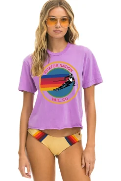 Boyfriend Tees | Aviator Nation SIGNATURE VAIL BOYFRIEND TEE - NEON PURPLE NEONPURPLE