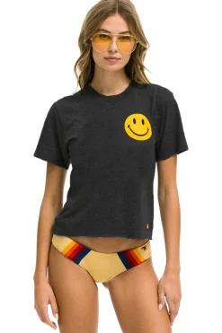 Boyfriend Tees | Tees | Aviator Nation SMILEY 2 BOYFRIEND TEE - CHARCOAL