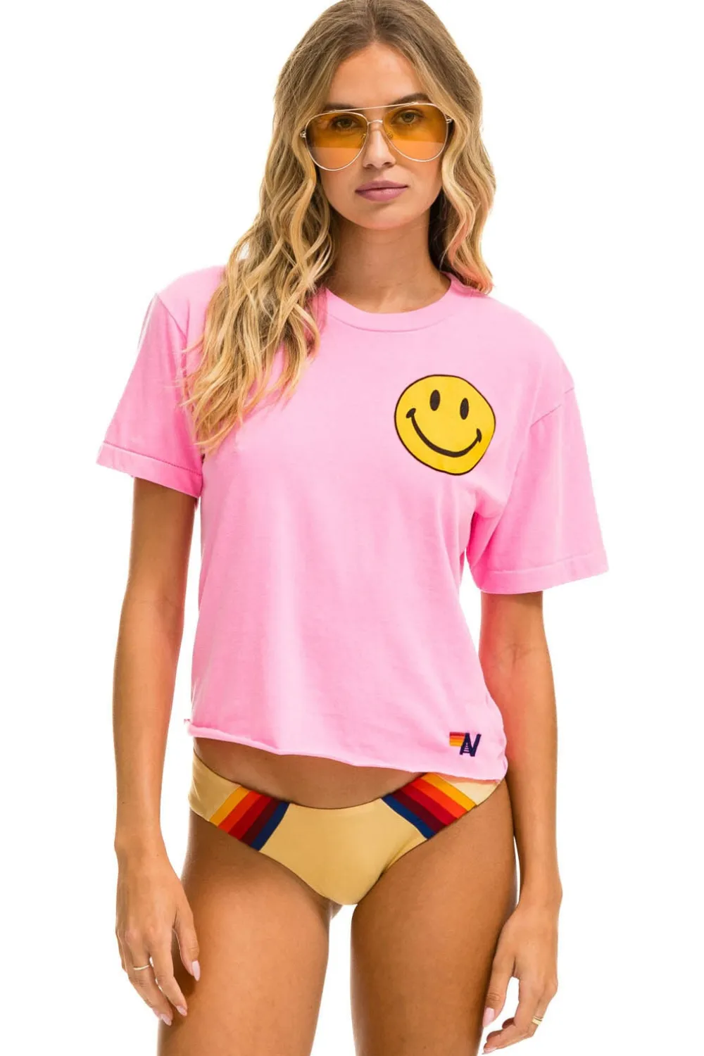 Boyfriend Tees | Tees | Aviator Nation SMILEY 2 BOYFRIEND TEE - NEON PINK NEONPINK