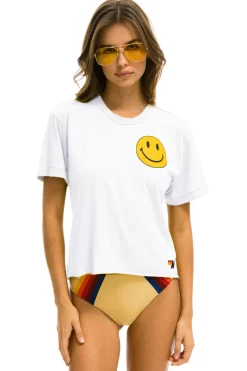 Boyfriend Tees | Tees | Aviator Nation SMILEY 2 BOYFRIEND TEE - WHITE
