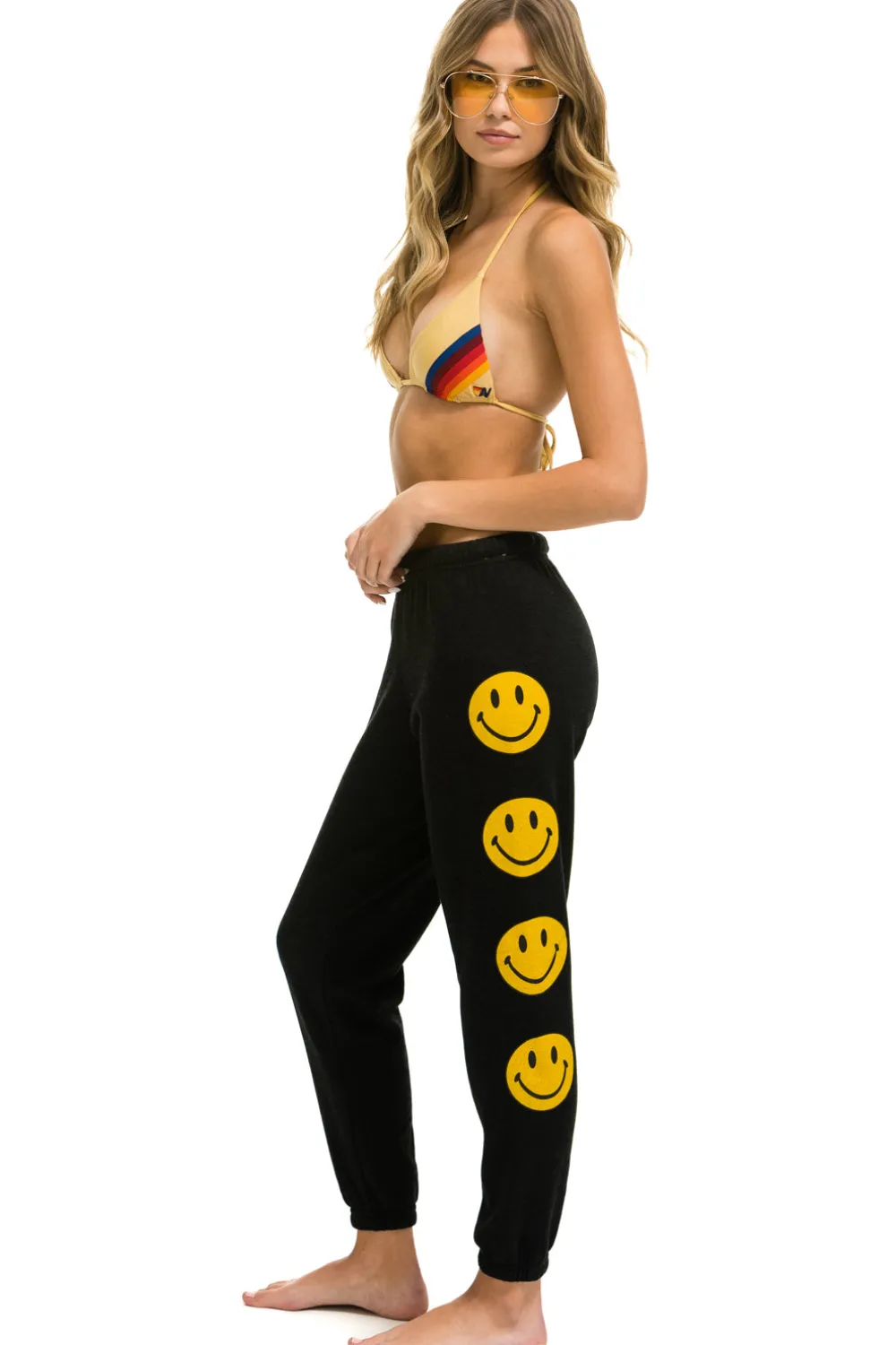 Sweatpants | Aviator Nation SMILEY 2 LIGHT WEIGHT SWEATPANTS - BLACK