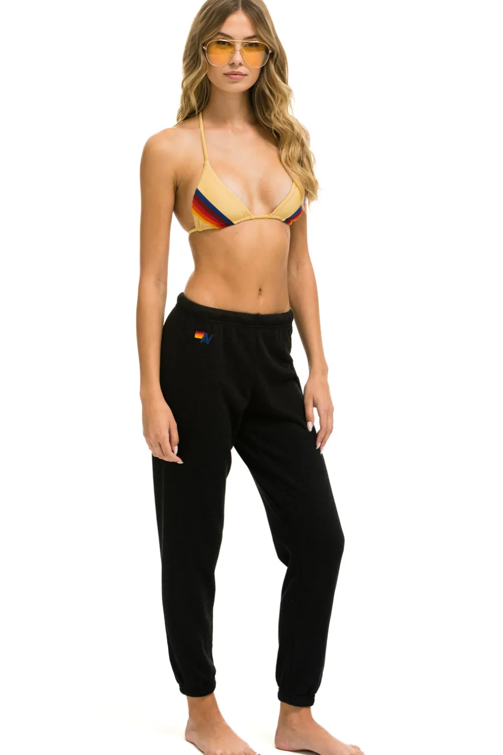 Sweatpants | Aviator Nation SMILEY 2 LIGHT WEIGHT SWEATPANTS - BLACK