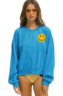Sweatshirts | Sweatshirts | Aviator Nation SMILEY 2 RELAXED SWEATSHIRT - OCEAN