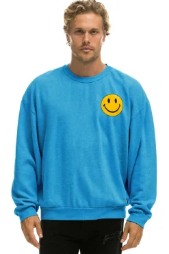Sweatshirts | Sweatshirts | Aviator Nation SMILEY 2 RELAXED SWEATSHIRT - OCEAN