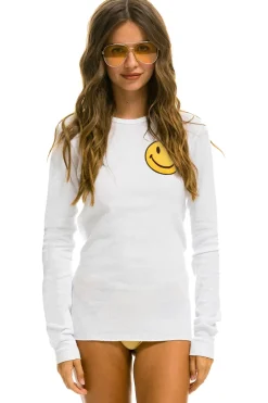 Tees | Aviator Nation SMILEY 2 THERMAL - WHITE
