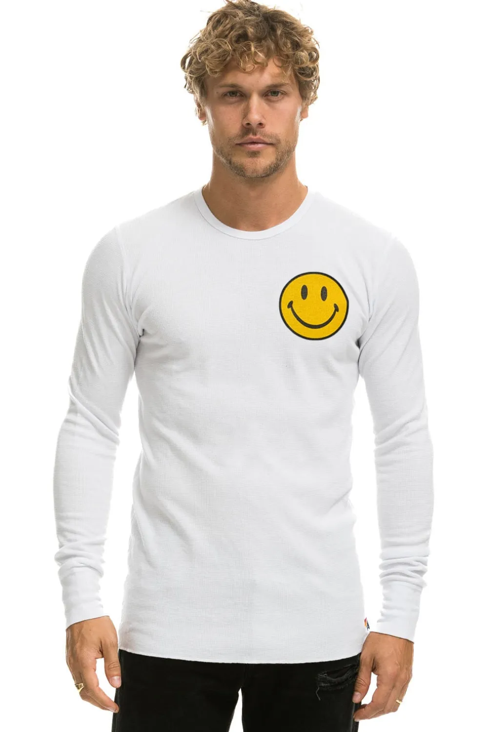 Tees | Aviator Nation SMILEY 2 THERMAL - WHITE