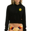 Hoodies | Aviator Nation SMILEY BOLT EYES CROPPED HOODIE - BLACK