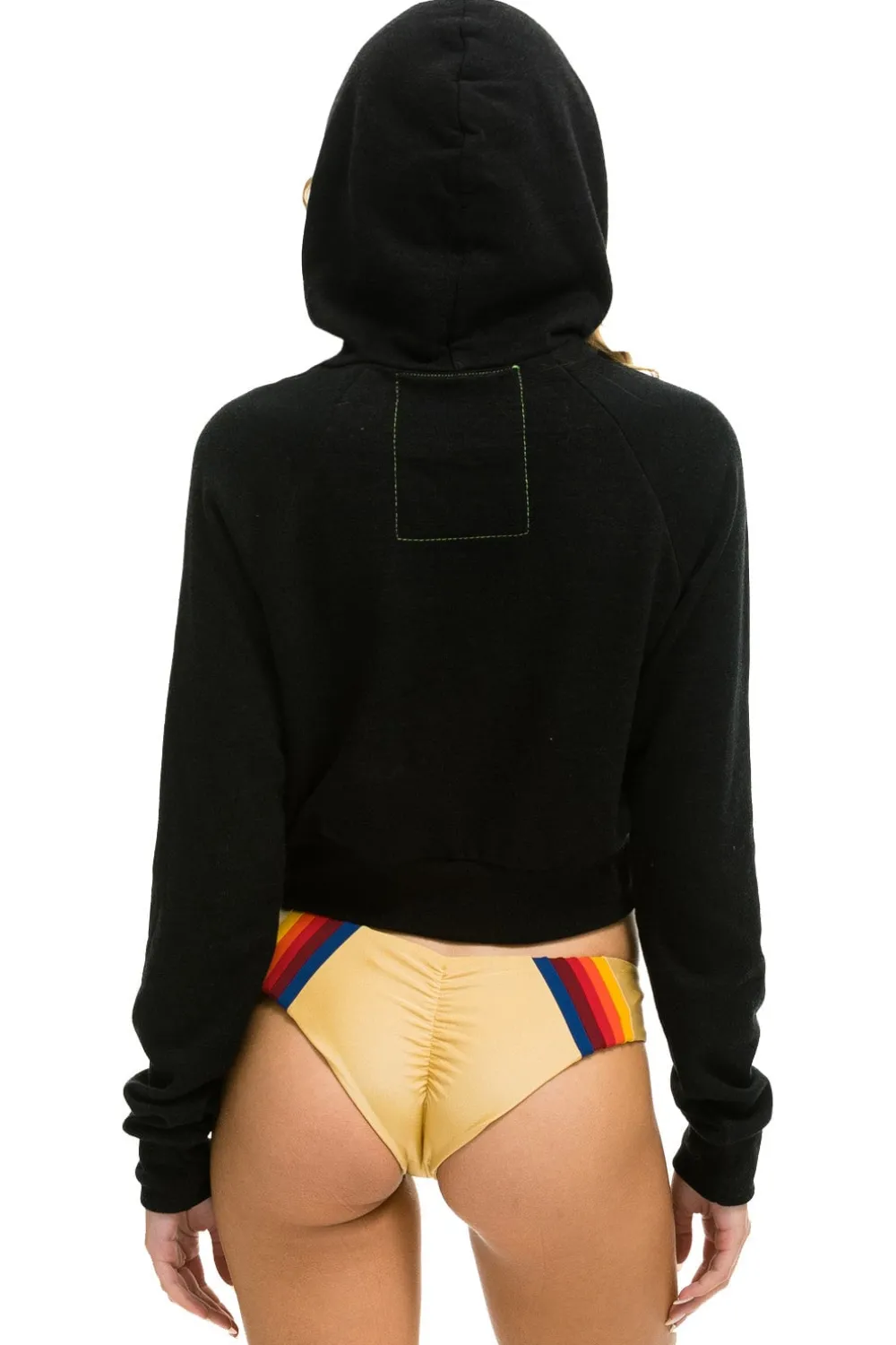 Hoodies | Aviator Nation SMILEY BOLT EYES CROPPED HOODIE - BLACK