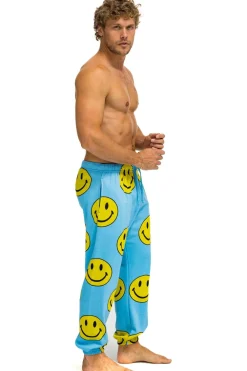 Sweatpants | Aviator Nation SMILEY REPEAT MENS SWEATPANTS - SKY