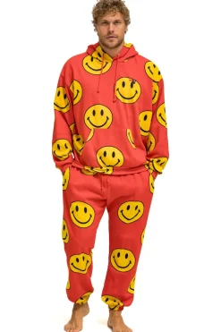 Sweatpants | Aviator Nation SMILEY REPEAT MENS SWEATPANTS - RED