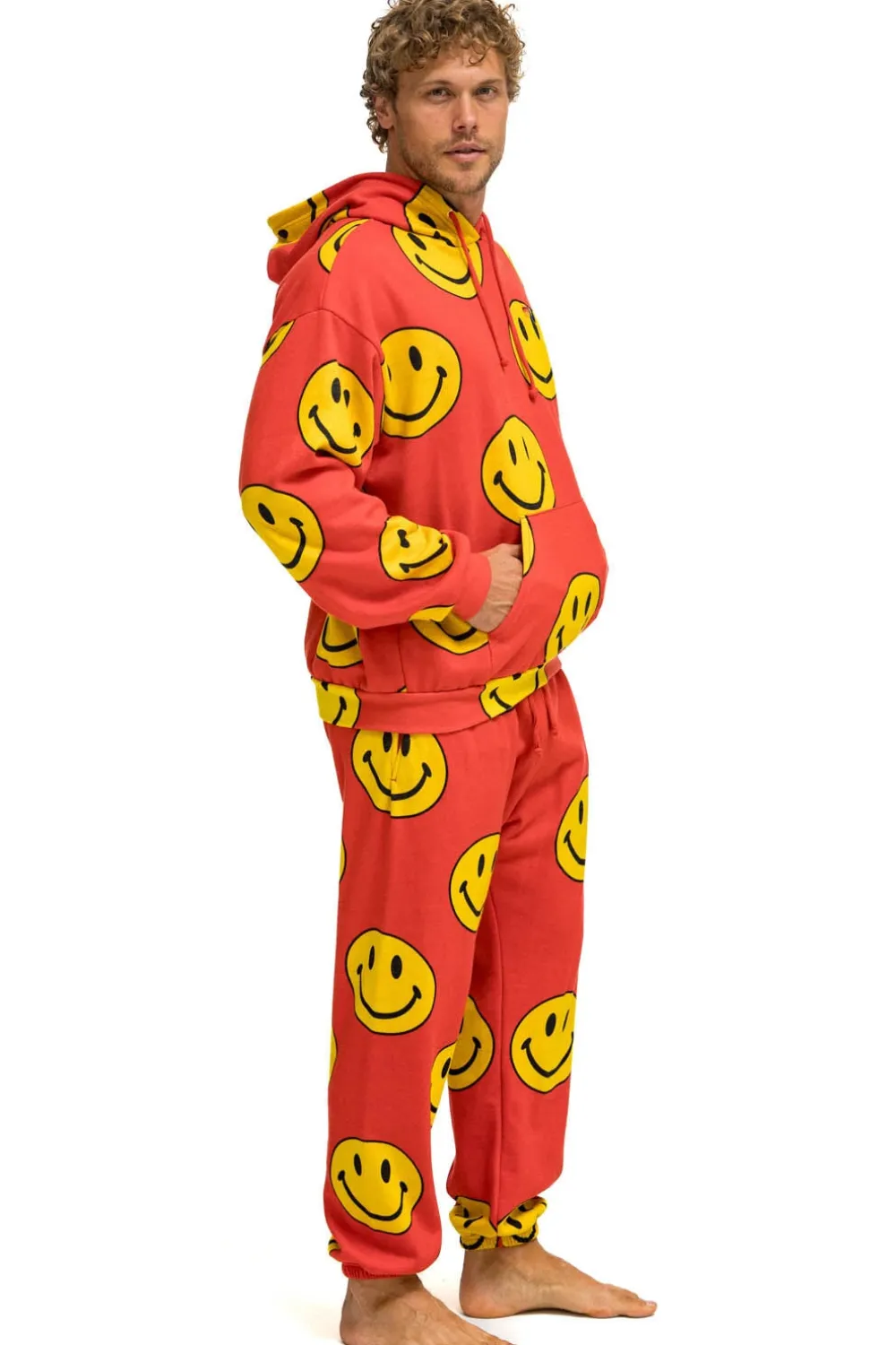 Sweatpants | Aviator Nation SMILEY REPEAT MENS SWEATPANTS - RED