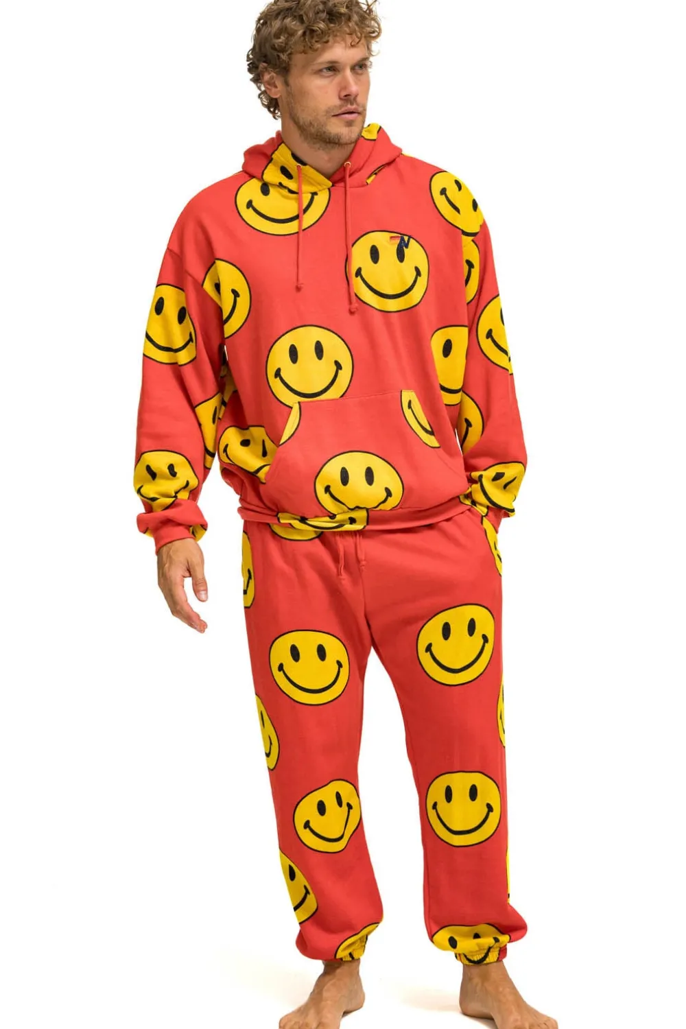 Sweatpants | Aviator Nation SMILEY REPEAT MENS SWEATPANTS - RED