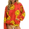 Hoodies | Hoodies | Aviator Nation SMILEY REPEAT RELAXED PULLOVER HOODIE - RED