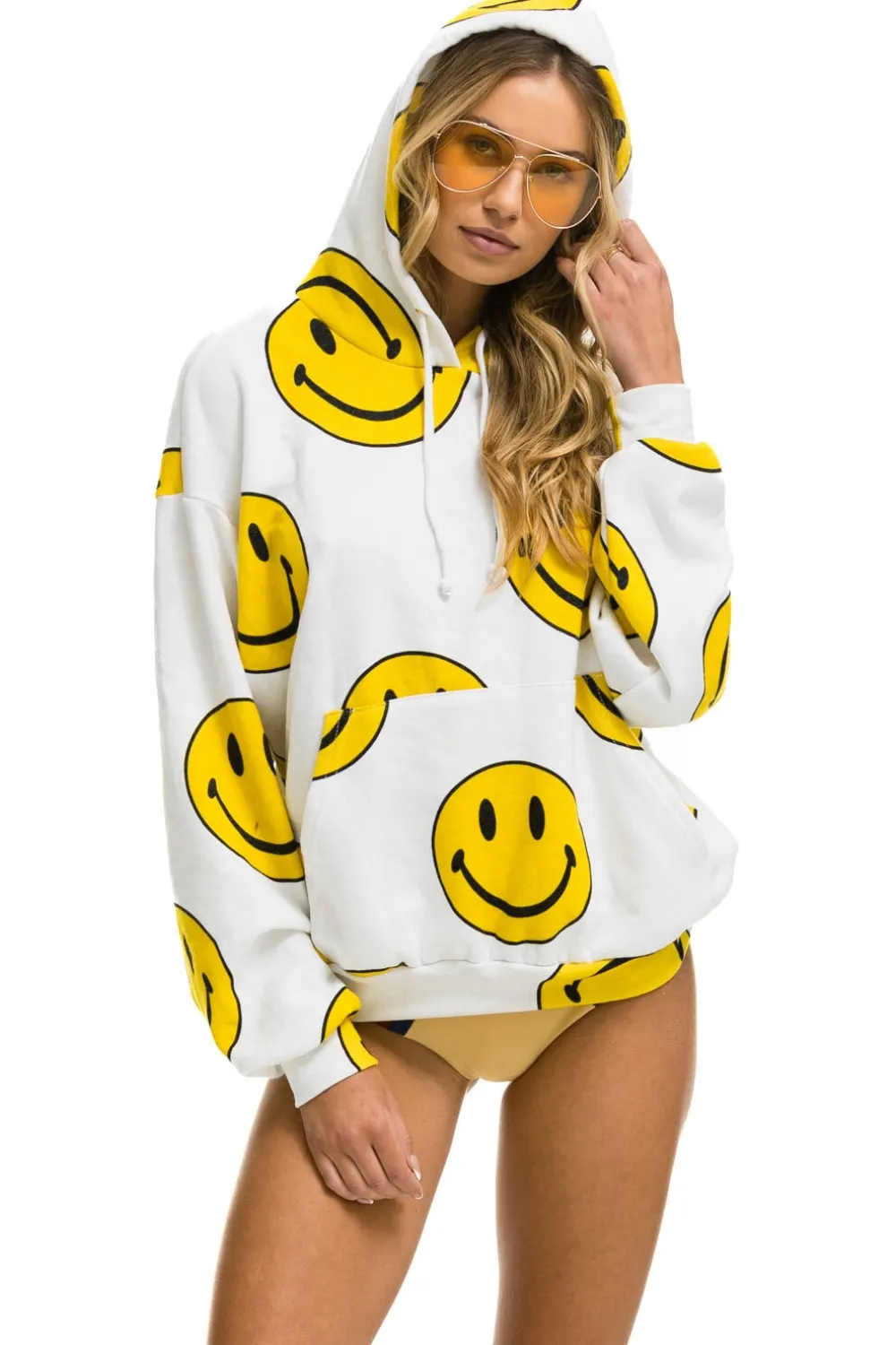 Hoodies | Hoodies | Aviator Nation SMILEY REPEAT RELAXED PULLOVER HOODIE - WHITE