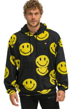 Hoodies | Hoodies | Aviator Nation SMILEY REPEAT RELAXED PULLOVER HOODIE - BLACK