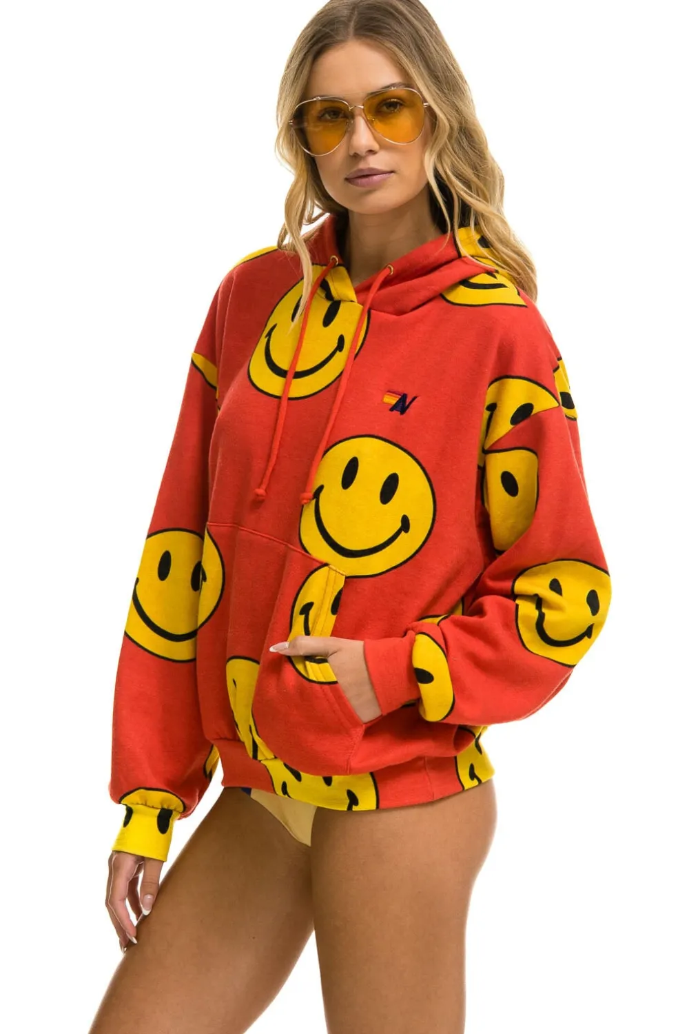 Hoodies | Hoodies | Aviator Nation SMILEY REPEAT RELAXED PULLOVER HOODIE - RED