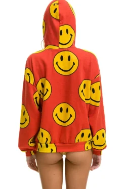 Hoodies | Hoodies | Aviator Nation SMILEY REPEAT RELAXED PULLOVER HOODIE - RED