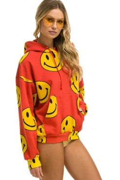 Hoodies | Hoodies | Aviator Nation SMILEY REPEAT RELAXED PULLOVER HOODIE - RED