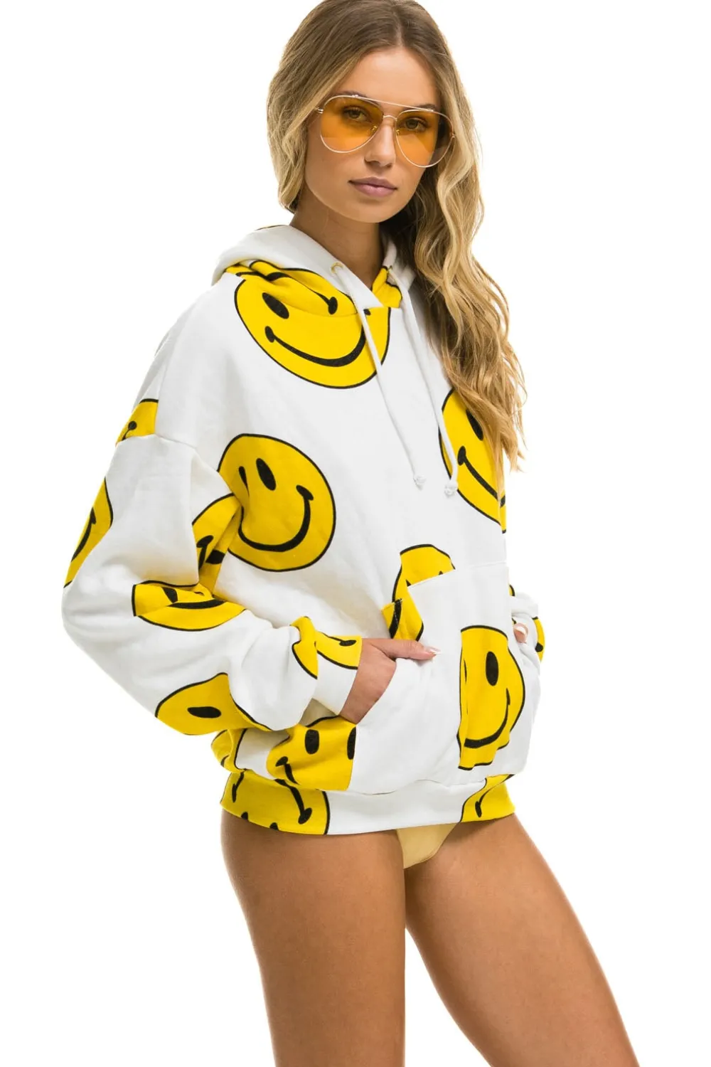 Hoodies | Hoodies | Aviator Nation SMILEY REPEAT RELAXED PULLOVER HOODIE - WHITE
