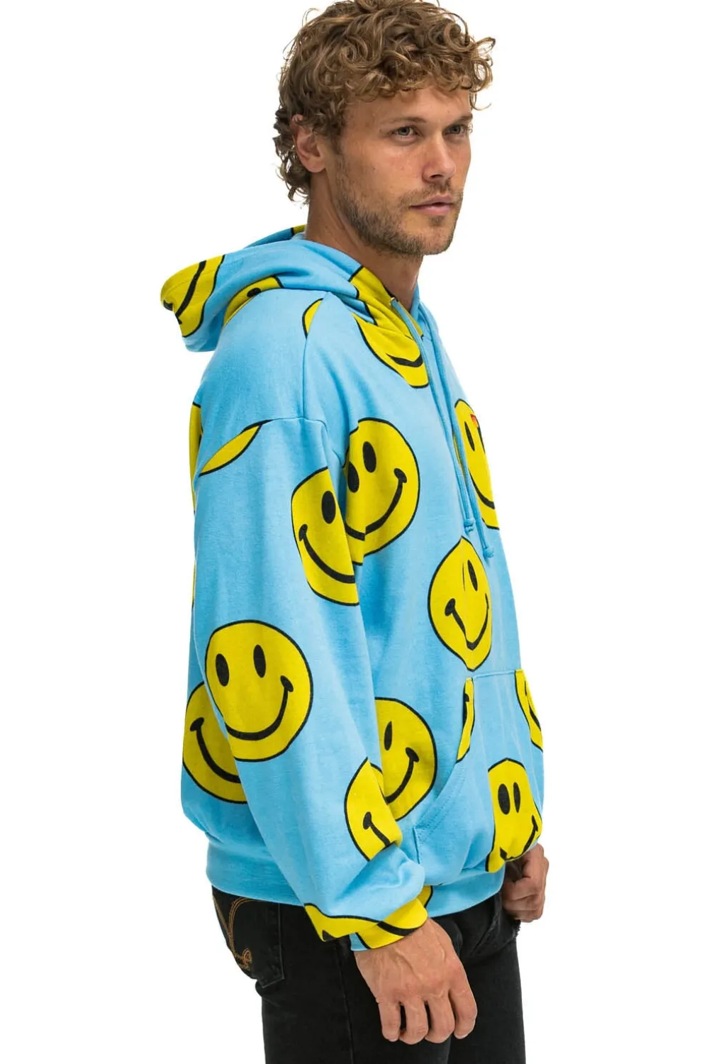 Hoodies | Hoodies | Aviator Nation SMILEY REPEAT RELAXED PULLOVER HOODIE - SKY