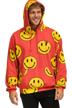 Hoodies | Hoodies | Aviator Nation SMILEY REPEAT RELAXED PULLOVER HOODIE - RED