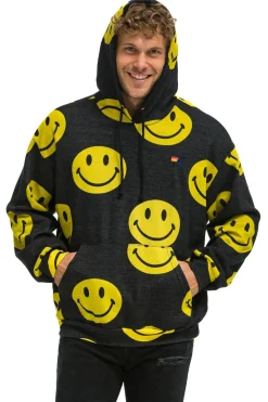 Hoodies | Hoodies | Aviator Nation SMILEY REPEAT RELAXED PULLOVER HOODIE - BLACK