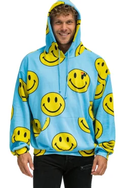Hoodies | Hoodies | Aviator Nation SMILEY REPEAT RELAXED PULLOVER HOODIE - SKY