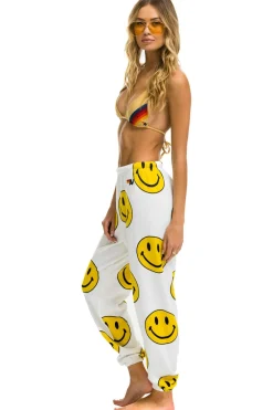 Sweatpants | Aviator Nation SMILEY REPEAT SWEATPANTS - WHITE