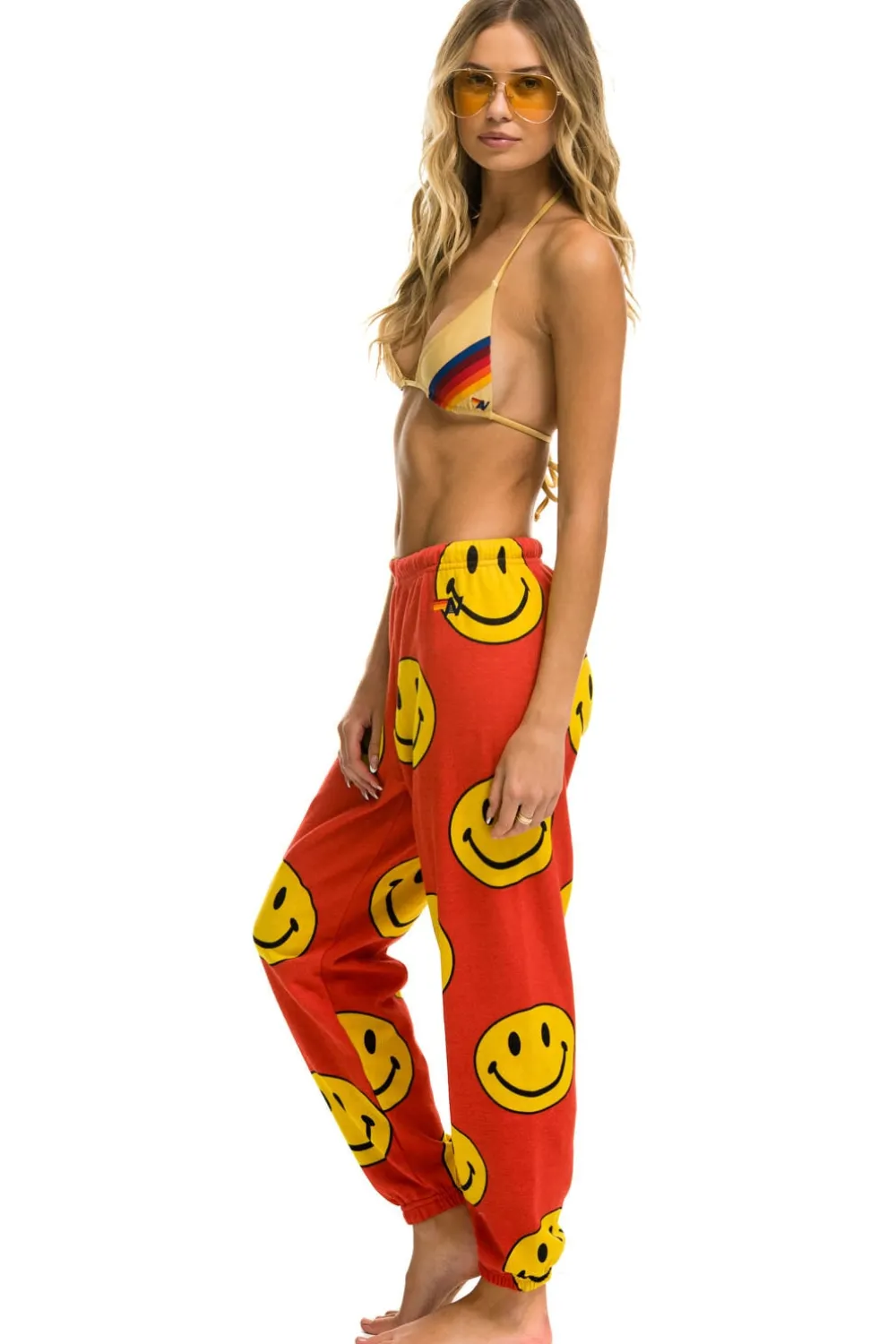 Sweatpants | Aviator Nation SMILEY REPEAT SWEATPANTS - RED