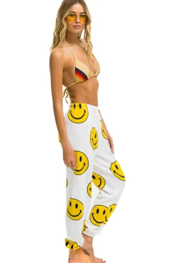 Sweatpants | Aviator Nation SMILEY REPEAT SWEATPANTS - WHITE