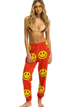 Sweatpants | Aviator Nation SMILEY REPEAT SWEATPANTS - RED