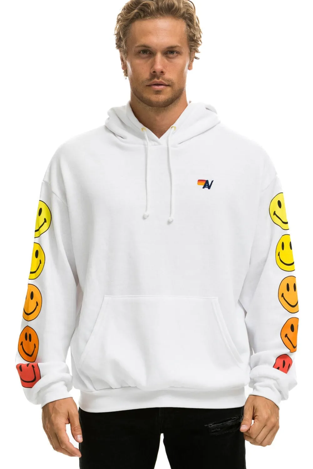 Hoodies | Hoodies | Aviator Nation SMILEY SUNSET RELAXED PULLOVER HOODIE - WHITE