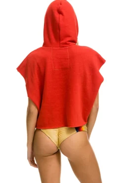 Hoodies | Aviator Nation SMILEY SUNSET SLEEVELESS RELAXED CROPPED PULLOVER HOODIE - RED