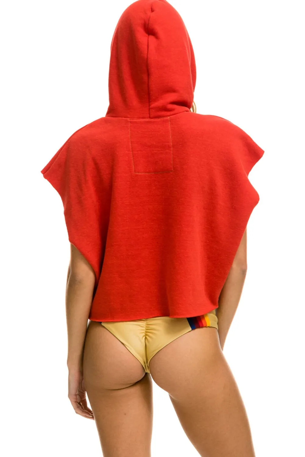Hoodies | Aviator Nation SMILEY SUNSET SLEEVELESS RELAXED CROPPED PULLOVER HOODIE - RED