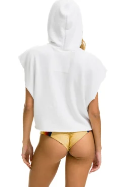 Hoodies | Aviator Nation SMILEY SUNSET SLEEVELESS RELAXED CROPPED PULLOVER HOODIE - WHITE