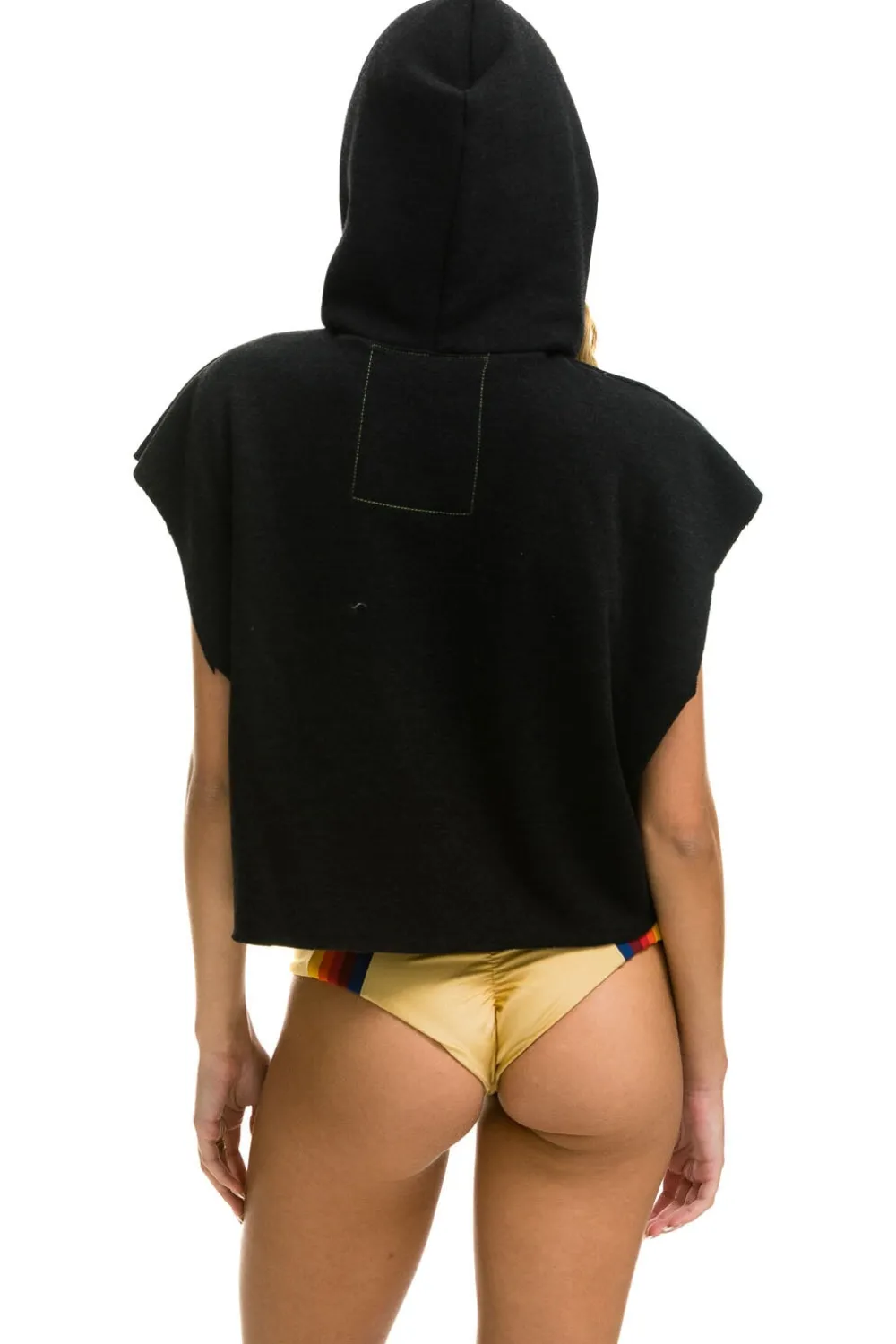 Hoodies | Aviator Nation SMILEY SUNSET SLEEVELESS RELAXED CROPPED PULLOVER HOODIE - BLACK