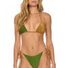 Swim Bottoms | Aviator Nation SPARKLE 2 TONE TURKS SIDE TIE CHEEKY BIKINI BOTTOMS - ARMY // MOCHA ARMY//MOCHA