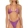 Swim Bottoms | Aviator Nation SPARKLE GYPSY RING HI-CUT FULL COVERAGE BIKINI BOTTOMS - GRAPE