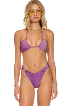 Swim Bottoms | Aviator Nation SPARKLE GYPSY RING HI-CUT FULL COVERAGE BIKINI BOTTOMS - GRAPE