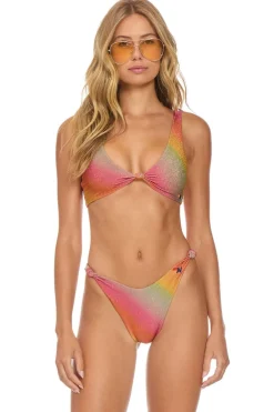 Swim Bottoms | Aviator Nation SPARKLE RIVIERA KNOT CHEEKY BIKINI BOTTOMS - RAINBOW