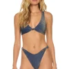 Swim Bottoms | Aviator Nation SPARKLE RIVIERA KNOT CHEEKY BIKINI BOTTOMS - NAVY