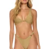 Swim Bottoms | Aviator Nation SPARKLE RIVIERA KNOT CHEEKY BIKINI BOTTOMS - SAND
