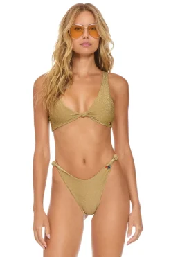 Swim Bottoms | Aviator Nation SPARKLE RIVIERA KNOT CHEEKY BIKINI BOTTOMS - SAND