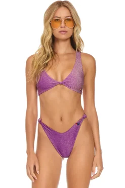 Swim Tops | Aviator Nation SPARKLE RIVIERA KNOT FRONT TOP BIKINI TOP - GRAPE