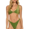 Swim Tops | Aviator Nation SPARKLE RIVIERA KNOT FRONT TOP BIKINI TOP - ARMY